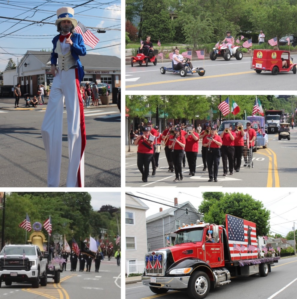 Collage of 5 parade floats